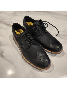 Cole Haan OriginalGrand Wingtip Golf Shoes Black Leather Men's 11B New NWOB